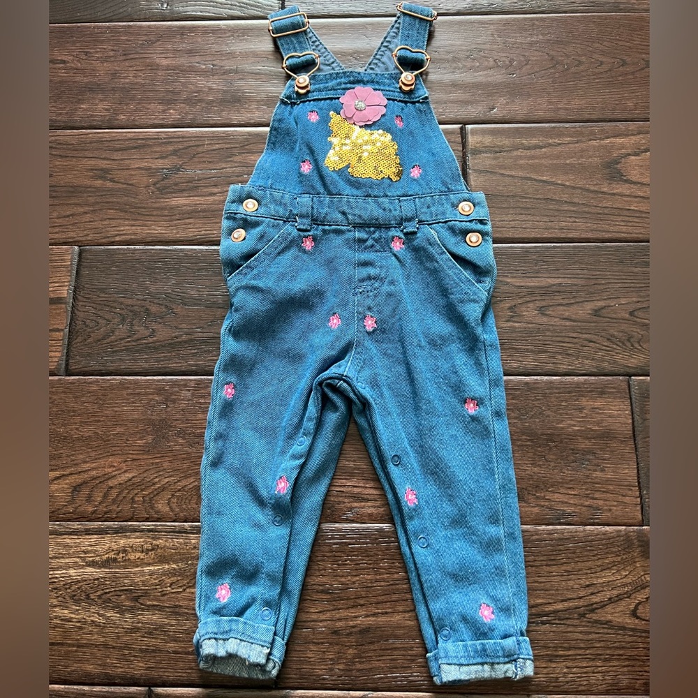 Overalls- pants with sequin and floral detail